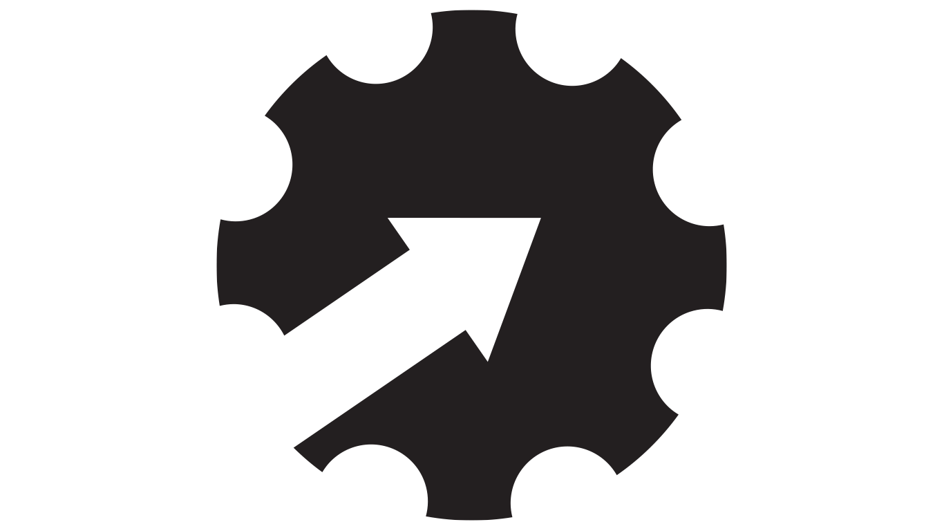 Gear icon with arrow through the middle